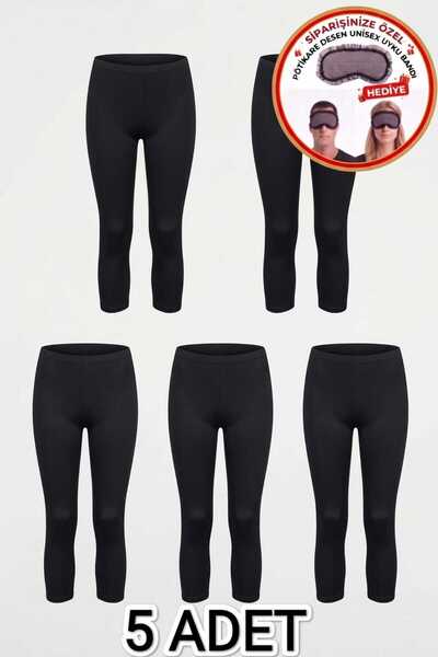 Tutku Elit 5-Pack Women's Modal-Elastane Below-the-Knee Capri Leggings - Stre...