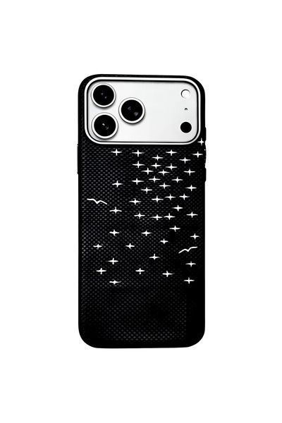 GrandMobile Husa iPhone 17 Pro Max, Lux, PC dur MagSafe, Aspect fibră de carb...