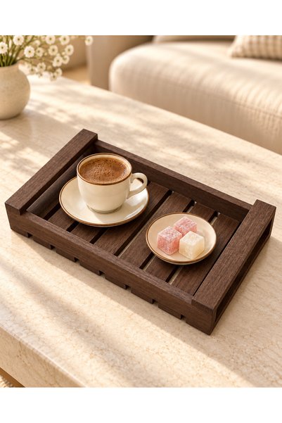 PENGU HOME Wooden Serving Tray 15x25 cm – Natural Solid Beech Coffee and Tea ...