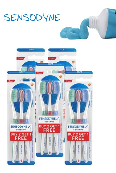 Sensodyne 5 قطع فرشاة أسنان ناعمة للمناطق الحساسة، عبوة من 3 قطع
