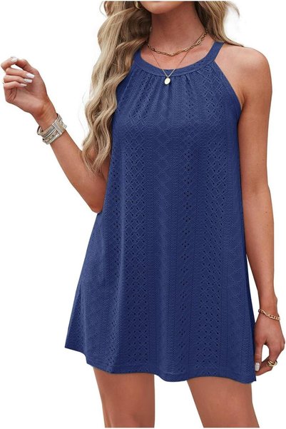 OtherMax Rochie de Plajă Vară Respirabilă Elegantă Lejeră Bleumarin Mărimea L