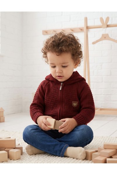 MiniKids Pulover cu gluga Miniloya, grena