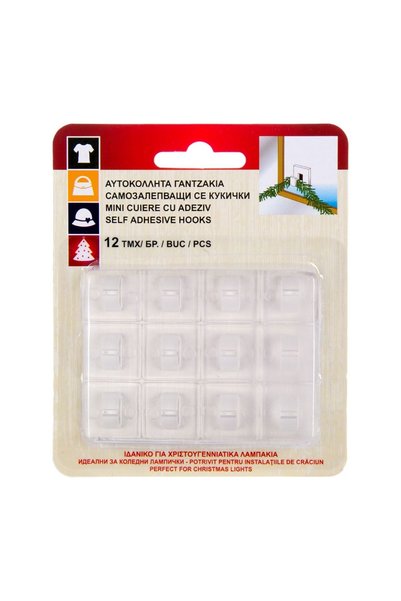 OEM Set 12 Cârlige Transparente Autoadezive, Max. 200 g – Pentru Ornamente și...