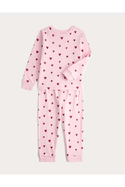 Marks & Spencer Set de pijamale din bumbac pur cu model, 2 piese (1-16 ani)