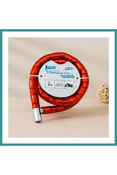 BT Teknik Tüp Anahtarlı Çelik Spiral Kilit 22mm x 150cm (Kırmızı) BEZ
