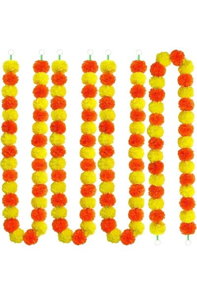 Choice Dark Orange Yellow 150cm Artificial Marigold Garland Fake Flower Strin...