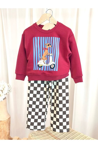 Patriko BOYS' Cotton 3-PLY SWEATSHIRT AND Checkered PANTS SET