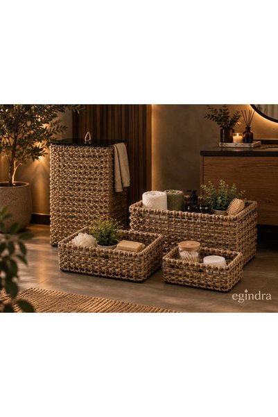 Egindra Metal Wire Mesh 4-Piece Organizer Basket Set, 4 Sizes, 1 Glass Lid, H...