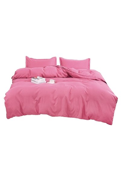 OEM Lenjerie de pat pentru pat dublu, cearșaf cu elastic, damasc, 4 piese, 2 ...