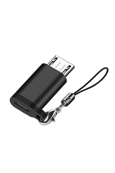 OEM Adaptor USB-C mamă la Micro-USB tată cu breloc, lungime 2,5 cm, negru