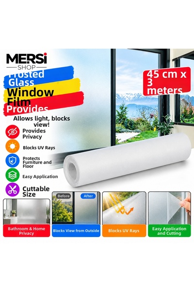 Mersi SHOP فيلم زجاجي عازل للأشعة فوق البنفسجية مقاس 45 سم × 3 أمتار، يوفر ال...