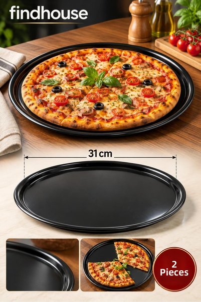 Bulika 2 Pcs 31cm Quality Melamine Pizza Serving Plate for Home, Cafe, Workpl...