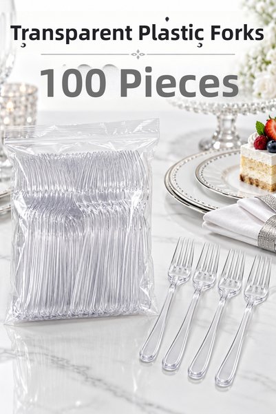 Cadde Süs Transparent Fork 100pcs