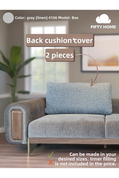 Fifty Home 2 Pcs Large Back Cushion Cover - Back Cushion Pillow Cover with Zi...