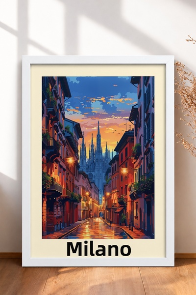 HOMEPACK Πίνακας με θέμα τη λεωφόρο του Μιλάνου και τον καθεδρικό ναό στο ηλι...