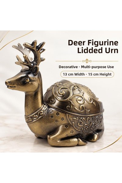 e-life shop Luxury Alloy Metal Deer Figured Lid Ashtray Incense Burner Jewelr...