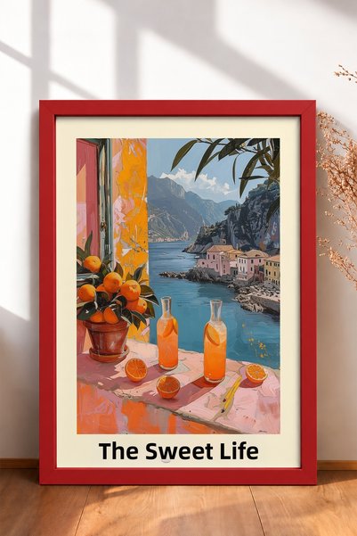 HOMEPACK لوحة فنية مؤطرة على شكل أباريق عصير البرتقال من La Dolce Vita، ملصق ...
