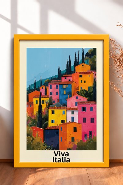 HOMEPACK لوحة جدارية ملونة مكتوبة عليها Viva l'Italia لمنازل القرى، ملصق إيطا...