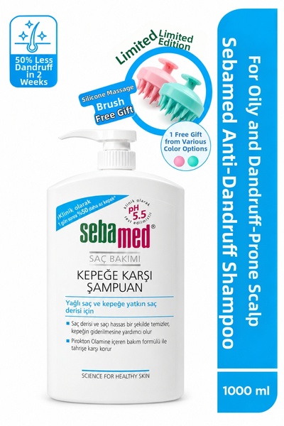 Sebamed شامبو مضاد للقشرة يحتوي على بيروكتون أولامين حجم عائلي 1000 مل مشط تد...