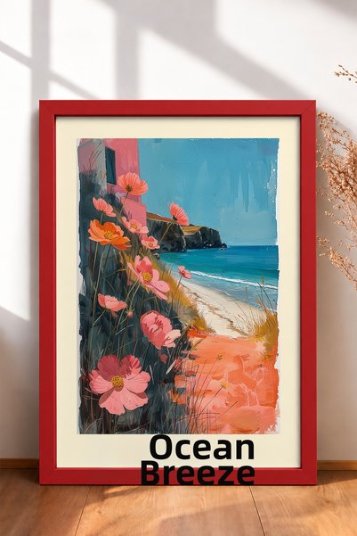HOMEPACK Tablou cu flori roz inscripționate „Brezza dell'Oceano”, poster deco...