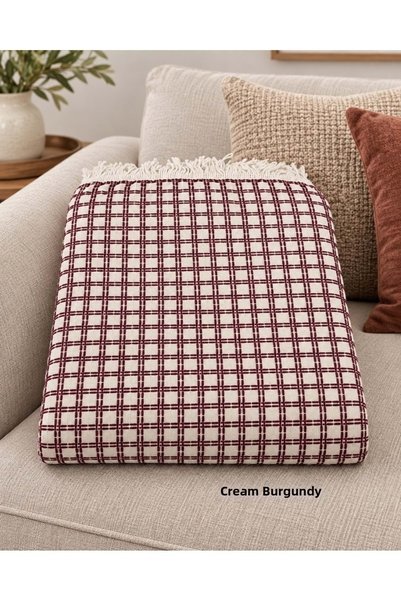 Mandaş New Generation Combed Cotton Maxi Size Non-Slip Sofa Cover with Armres...