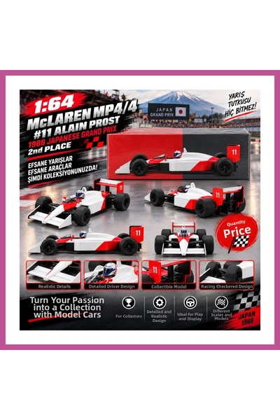 Generic Brand 1/64 Mclaren Mp4/4 1/64 Mclaren Mp4/4 # 11 Alain Prost, 1988 Ja...