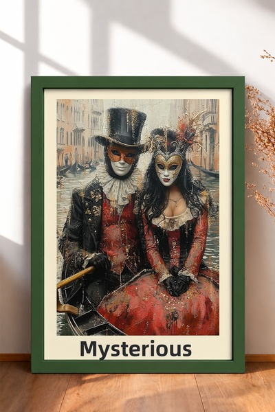 HOMEPACK Tablou misterios cu cuplu mascat la Carnavalul de la Veneția, cu cad...