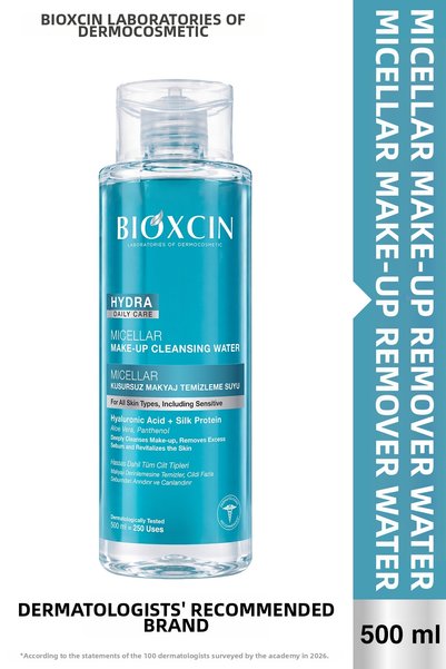 Bioxcin ماء ميسيلار هيدرا لإزالة المكياج 500 مل (حمض الهيالورونيك، الصبار، ال...
