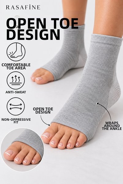 RASAFINE Bamboo Foot Support Socks – Pack of 2 – Open-Toe, Breathable, Flexib...