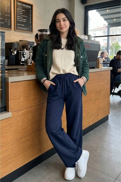 EXTRAÇARŞI Girls' Palazzo Three-Stripe Sweatpants