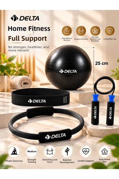 Delta Pilates Cardio Set – 35 cm Hoop + Aerobic Resistance Band + Pilates Bal...