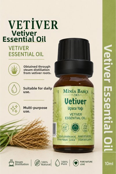 Minia Bahçe Bitki Sanat Atölyesi Vetiver Essential Oil – 10 ml | Pure and Una...