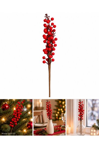 Yenigeldi 1 Large Handmade Uğur Kokina Red Berry Christmas Ornament