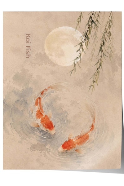 Postifull Pești Koi și poster cu luna fără ramă nr. 160401