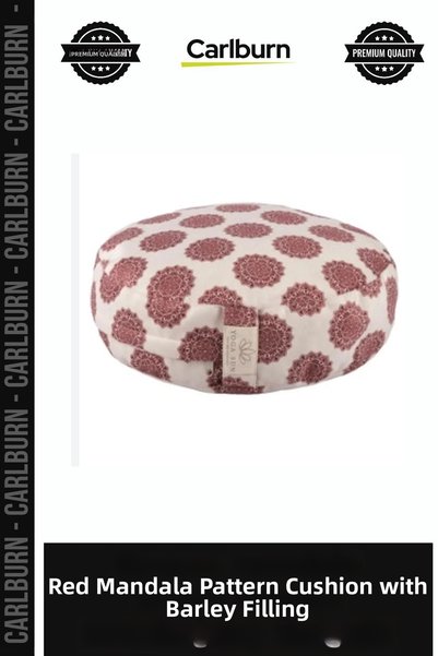 Carlburn Deluxe Series Red Mandala-Patterned Cushion with Buckwheat Padding—R...