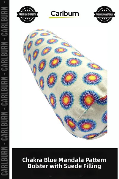 Carlburn Premium Chakra Blue Mandala Pattern Bolster, Padded Patterned Pillow...