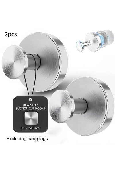 Choice3 silvery 2pcs Vacuum Suction Cup Hooks Punch Free Bath Sucker Hook Wal...