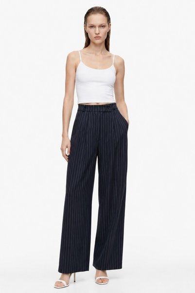 HAKKE Striped Cross-Waisted Casual Trousers