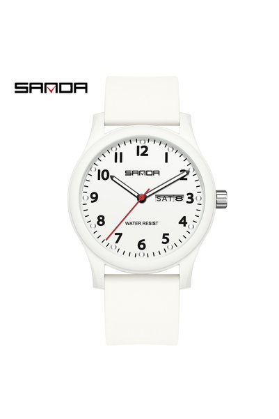 Choice7 White SANDA 3263 Fashion Casual Men Watch Silicone Strap Waterproof L...