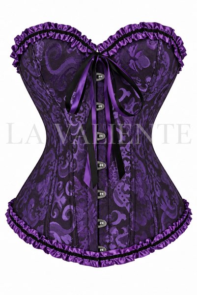 LA VALİENTE Aurelia Gece Moru Kadın Çiçek Desenli Korse Büstiyer Floral Crop Top