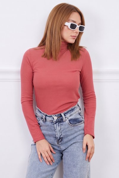 Fulla Moda Μπλούζα με ριμπ ύφανση και στενή εφαρμογή