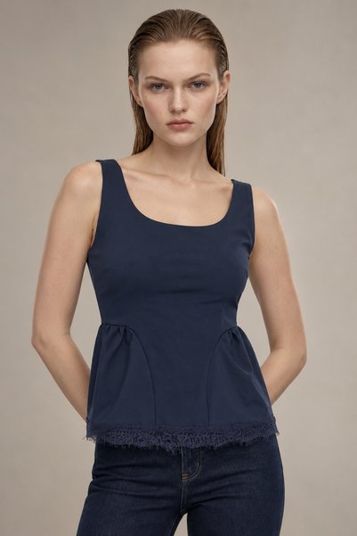 HAKKE Strappy Peplum Cut Women's Bluz