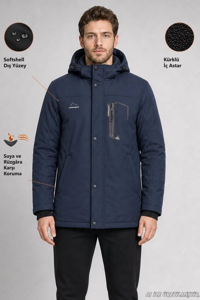 Freemen Ανδρικό παλτό softshell για εξωτερικούς χώρους, σε σκούρο μπλε χρώμα,...
