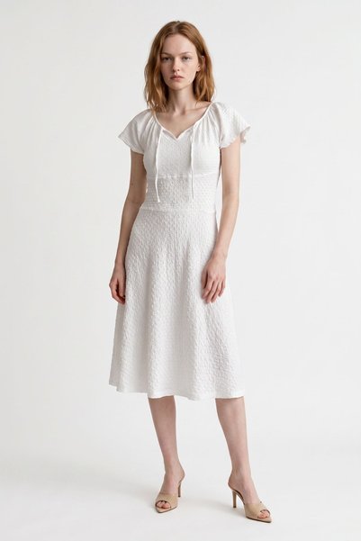 HAKKE Boat Neck Midi Length Dress
