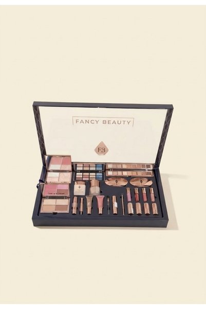 FANCY BEAUTY طقم مكياج ديلوكس شامل من بعلبة جلدية فاخرة