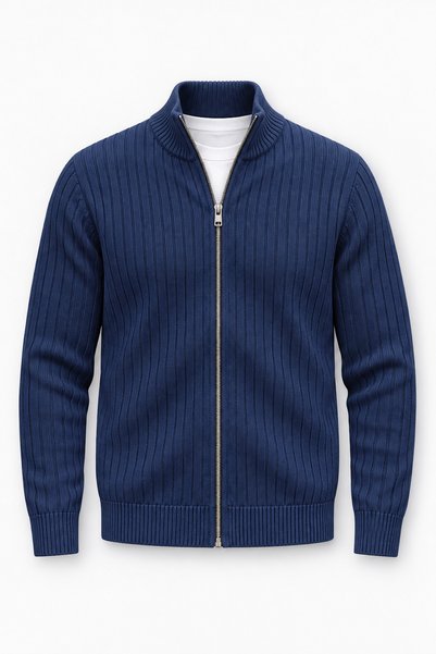 Valiberta Marlow Anti-Peeling Anti-Pilling Ribbed Stand Collar Zippered Men's...