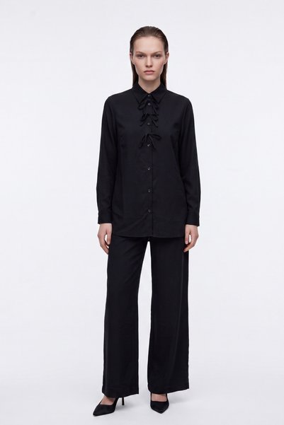 HAKKE Lace Detailed Soft Linen Double Set