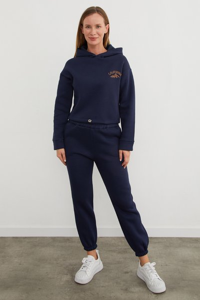 Fulla Moda 3 Thread California Embroidered Hooded Jogger Set