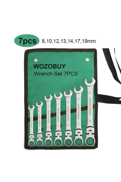 Choice3 7 pcs(8-19mm) Ratchet Spanner Wrench Set 8-22mm Gear Ring Ratcheting ...