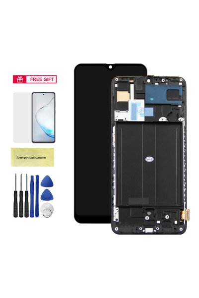 Choice شاشة عرض LCD سوداء بإطار A70 SM-A705F A705FN/DS مع إطار لشاشة Samsung ...